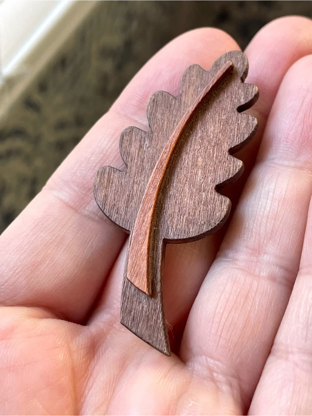Vintage wooden oak leaf brooch wilderkind boho nature